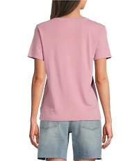 Lucky Brand Celestial Floral Butterfly Crew Neck Short Sleeve Tee Shirt