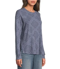 Lucky Brand Cloud Knit Crew Neck Long Sleeve Top