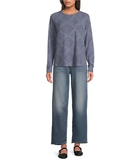 Lucky Brand Cloud Knit Crew Neck Long Sleeve Top
