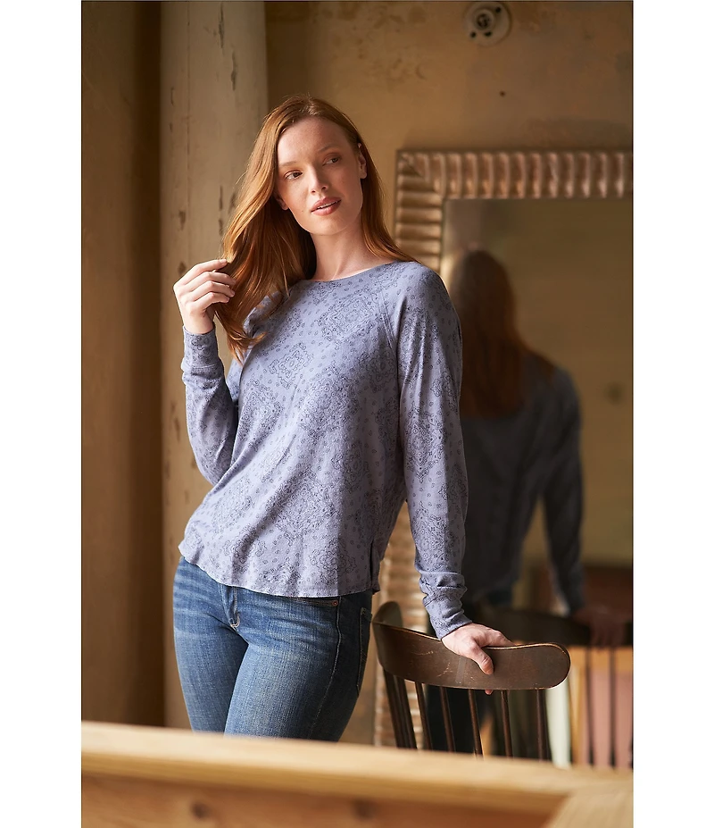Lucky Brand Cloud Knit Crew Neck Long Sleeve Top
