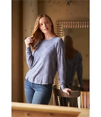 Lucky Brand Cloud Knit Crew Neck Long Sleeve Top