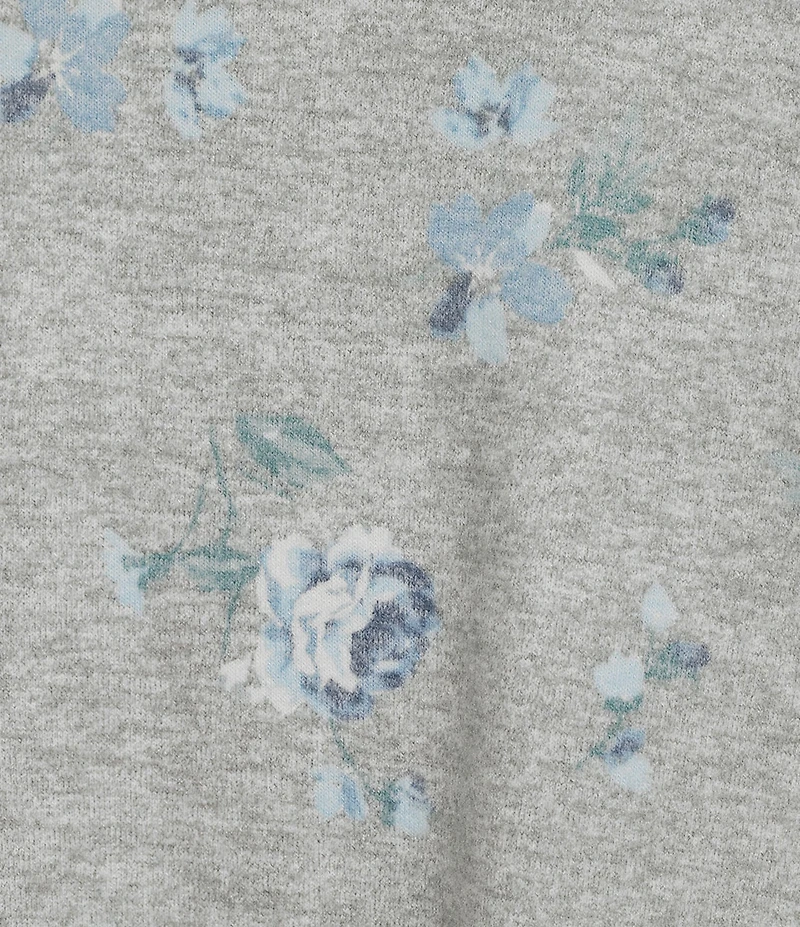 Lucky Brand Cloud Knit Diamond Print Round Neck Long Sleeve Top