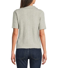 Lucky Brand Cloud Knit Notch V-Neck Short Sleeve Sweater