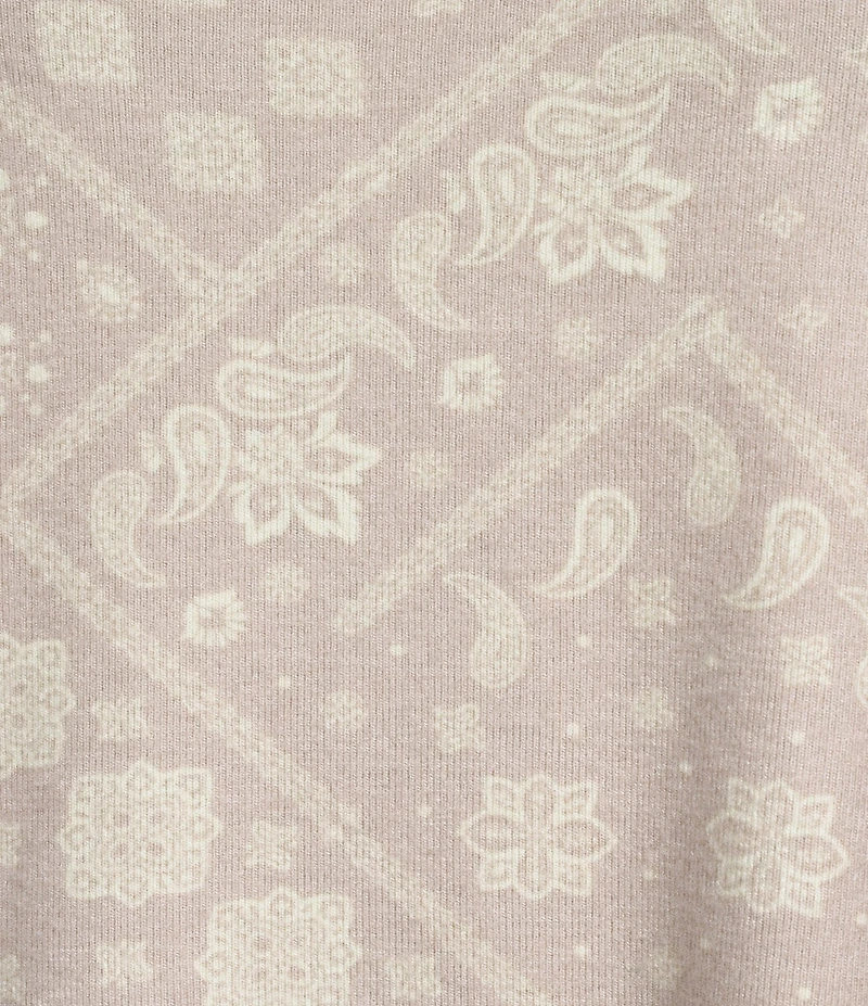 Lucky Brand Cloud Paisley Knit Crew Neck Long Sleeve Top