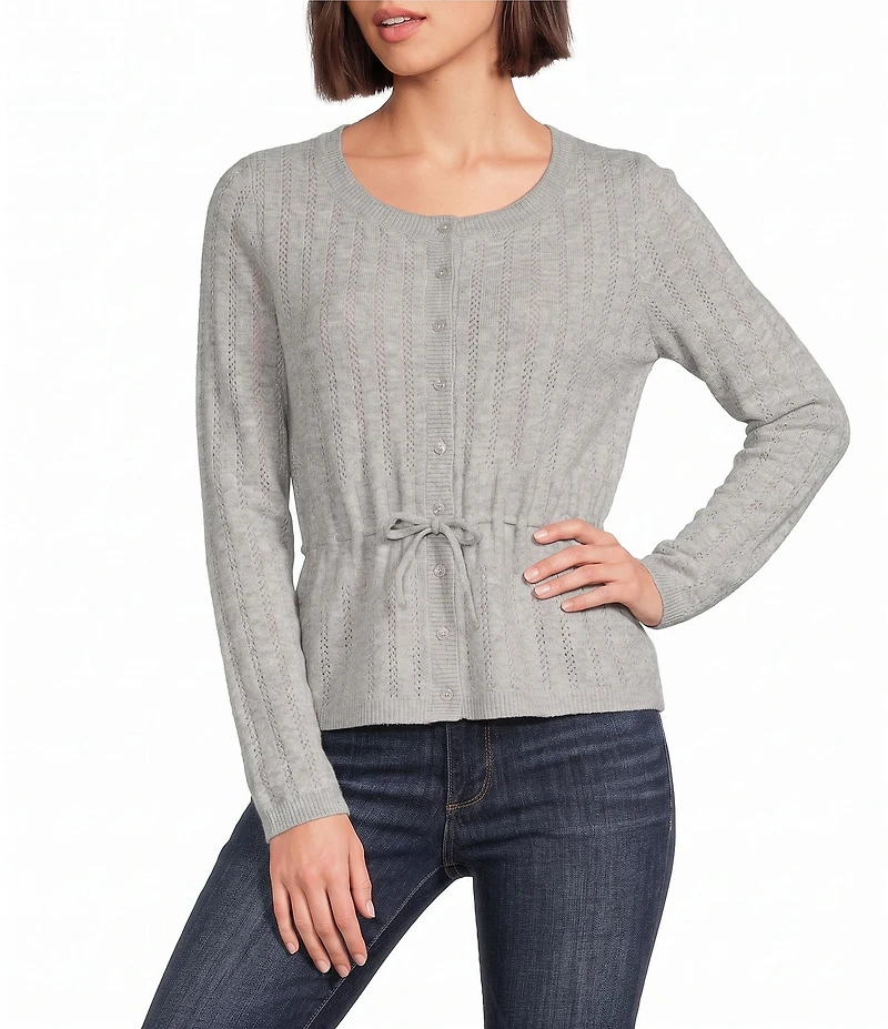 Lucky Brand Cloud Soft Baby Doll Knit Crew Neck Long Sleeve Cardigan
