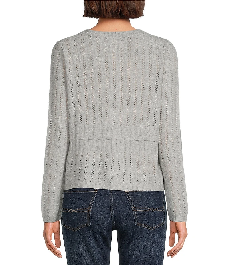 Lucky Brand Cloud Soft Baby Doll Knit Crew Neck Long Sleeve Cardigan