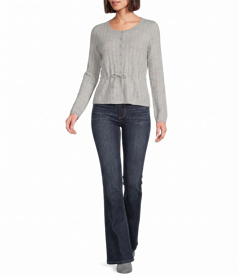 Lucky Brand Cloud Soft Baby Doll Knit Crew Neck Long Sleeve Cardigan