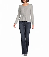 Lucky Brand Cloud Soft Baby Doll Knit Crew Neck Long Sleeve Cardigan