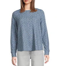 Lucky Brand Cloud Soft Knit Crew Neck Long Sleeve Top