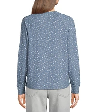 Lucky Brand Cloud Soft Knit Crew Neck Long Sleeve Top