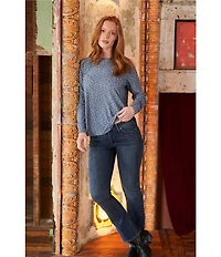 Lucky Brand Cloud Soft Knit Crew Neck Long Sleeve Top