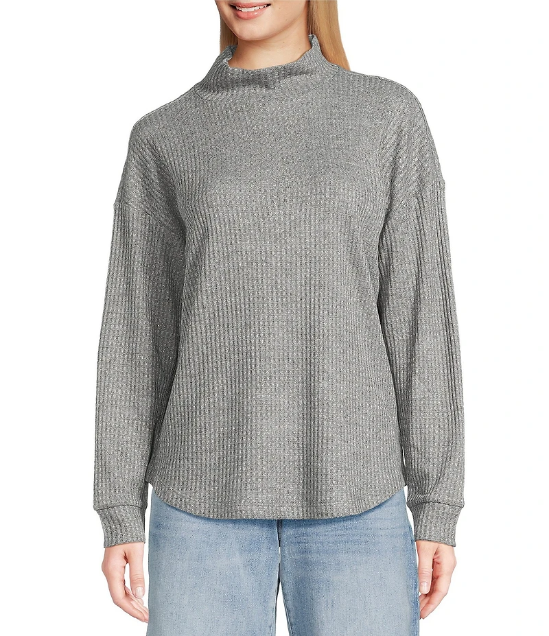 Lucky Brand Cloud Soft Knit Mock Neck Long Sleeve Top