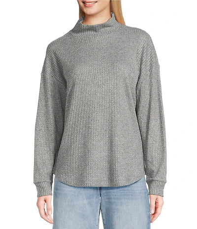 Lucky Brand Cloud Soft Knit Mock Neck Long Sleeve Top
