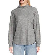 Lucky Brand Cloud Soft Knit Mock Neck Long Sleeve Top