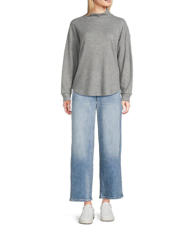 Lucky Brand Cloud Soft Knit Mock Neck Long Sleeve Top
