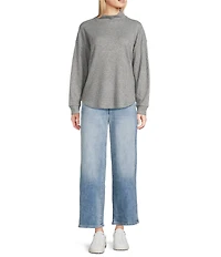 Lucky Brand Cloud Soft Knit Mock Neck Long Sleeve Top