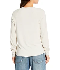 Lucky Brand Cloud Soft Stretch Knit Crew Neck Long Sleeve Top