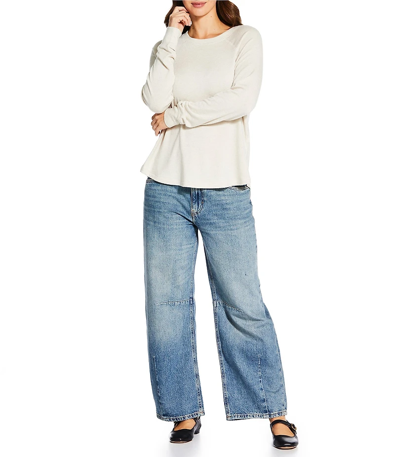 Lucky Brand Cloud Soft Stretch Knit Crew Neck Long Sleeve Top