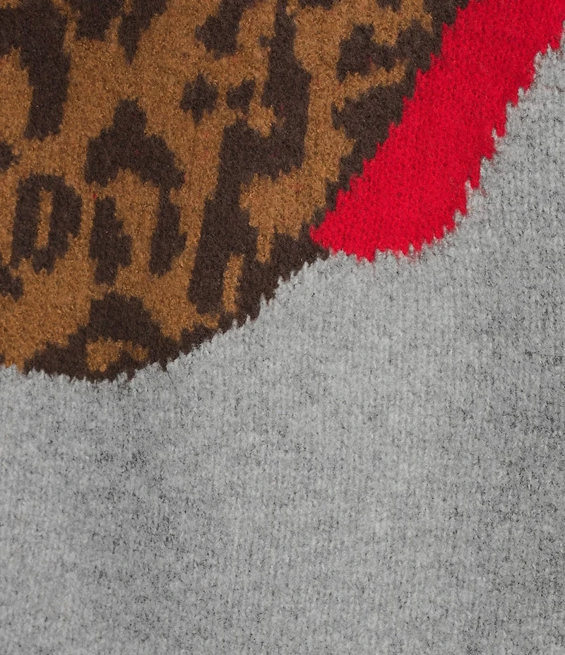 Lucky Brand Cloudsoft Knit Rolling Stones Leopard Print Pullover Sweater