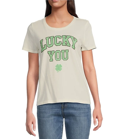 Lucky Brand Crew Neck Short Sleeve Lucky You Graphic T-Shirt