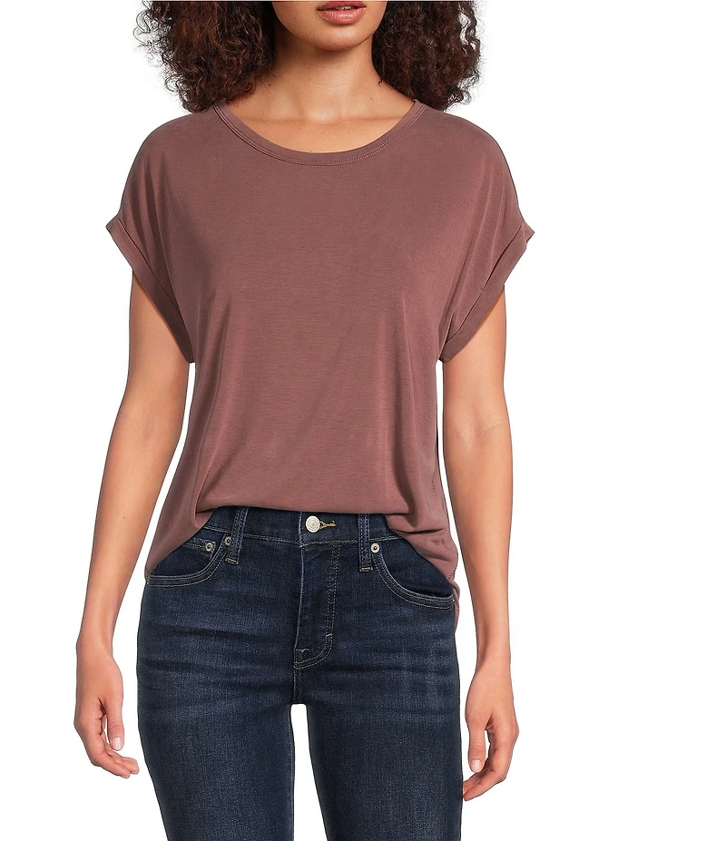 Lucky Brand Scoop Neck Short Sleeve Slouchy Round Hem T-Shirt