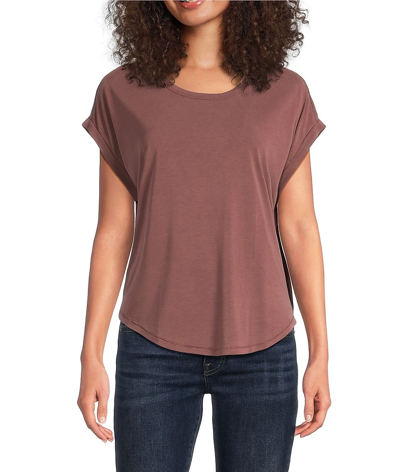 Lucky Brand Scoop Neck Short Sleeve Slouchy Round Hem T-Shirt