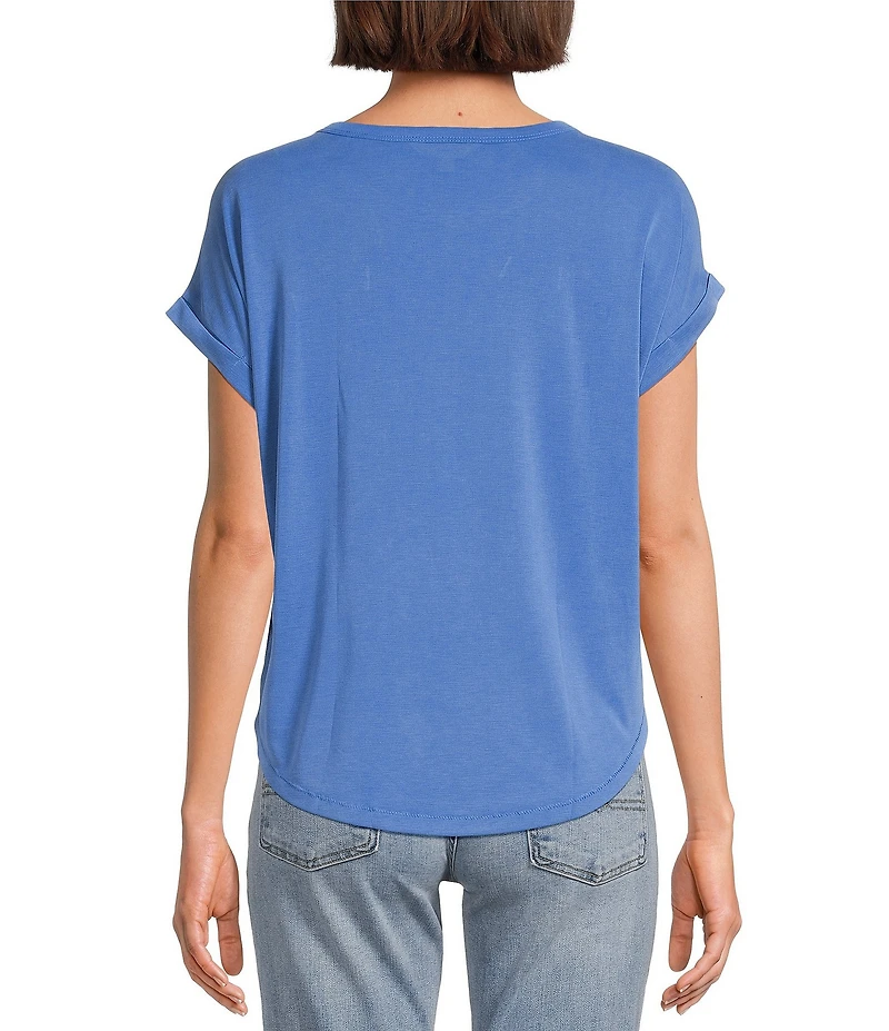 Lucky Brand Scoop Neck Short Sleeve Slouchy Round Hem T-Shirt