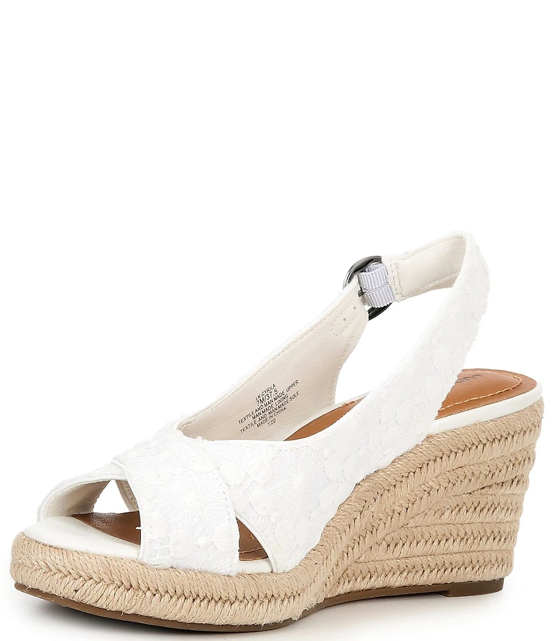 Lucky Brand Cyrila Embroidered Slingback Espadrille Wedge Sandals