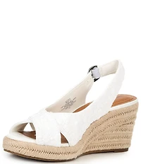 Lucky Brand Cyrila Embroidered Slingback Espadrille Wedge Sandals