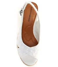 Lucky Brand Cyrila Embroidered Slingback Espadrille Wedge Sandals