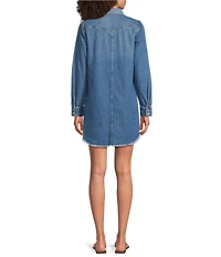 Lucky Brand Denim Point Collar Long Sleeve Shirt Dress