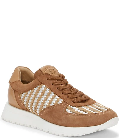 Lucky Brand Deva Woven Leather Lace Up Sneakers