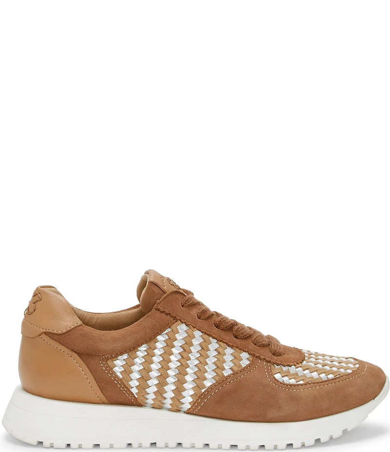 Lucky Brand Deva Woven Leather Lace Up Sneakers