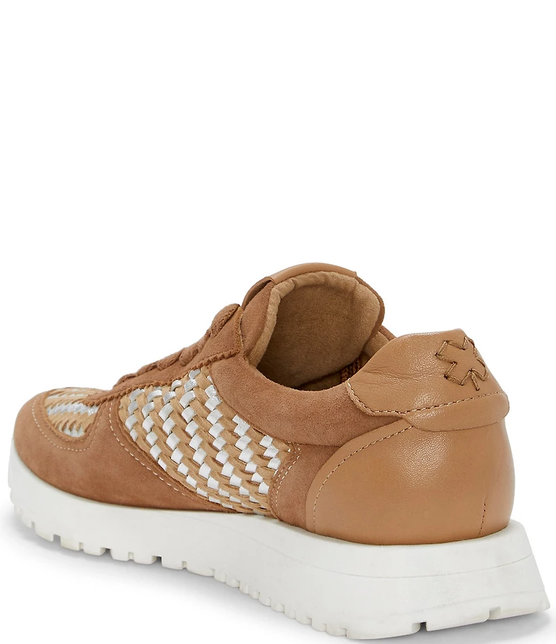 Lucky Brand Deva Woven Leather Lace Up Sneakers