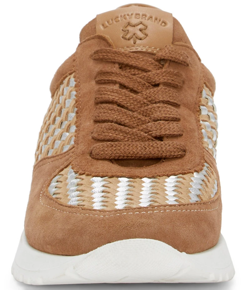 Lucky Brand Deva Woven Leather Lace Up Sneakers
