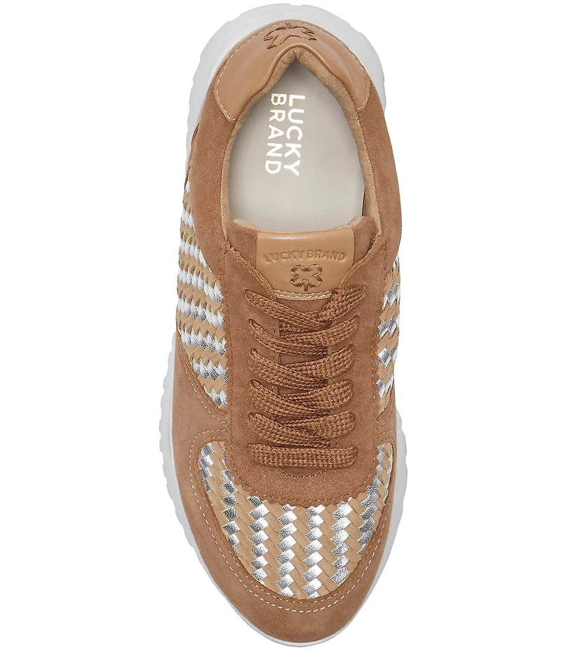 Lucky Brand Deva Woven Leather Lace Up Sneakers