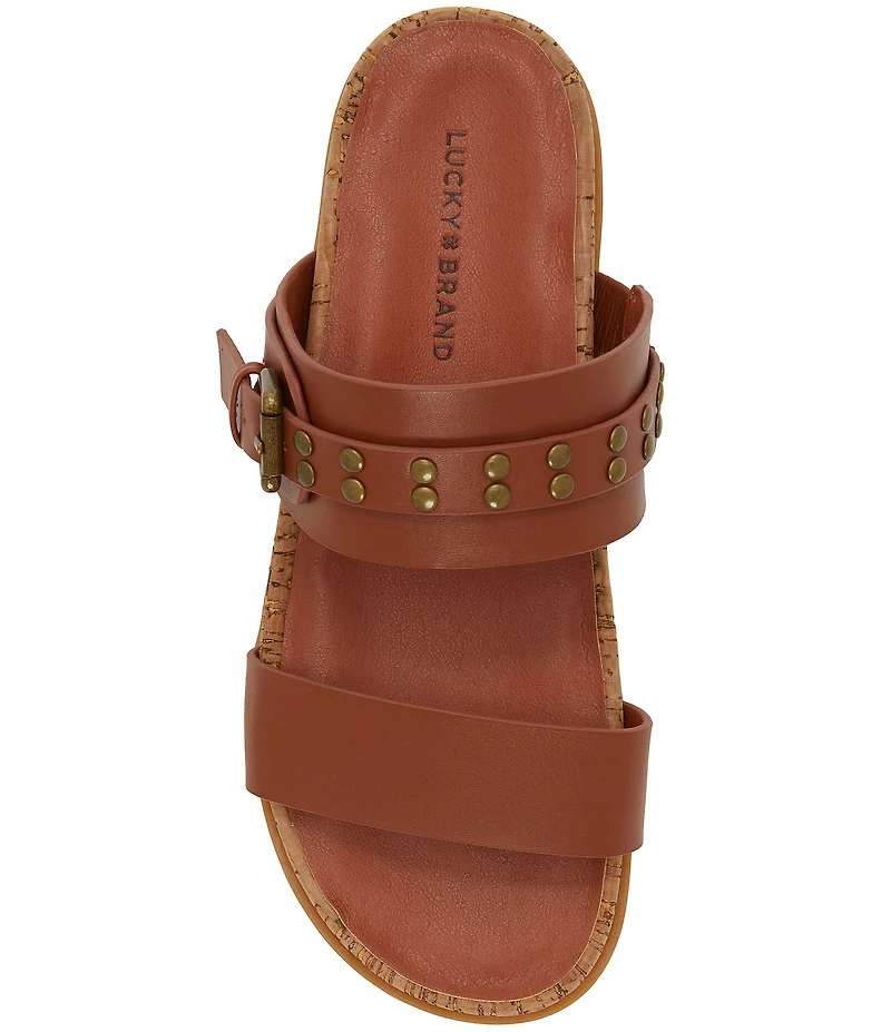 Lucky Brand Dineesa Studded Leather Double Band Flat Sandals