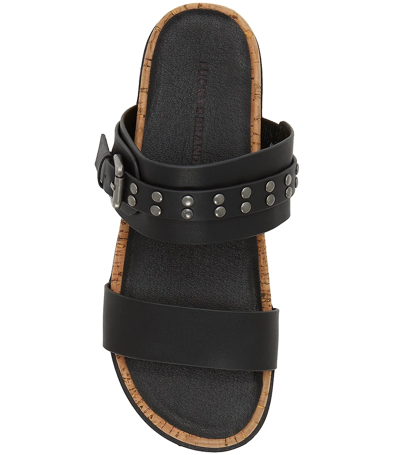 Lucky Brand Dineesa Studded Leather Double Band Flat Sandals