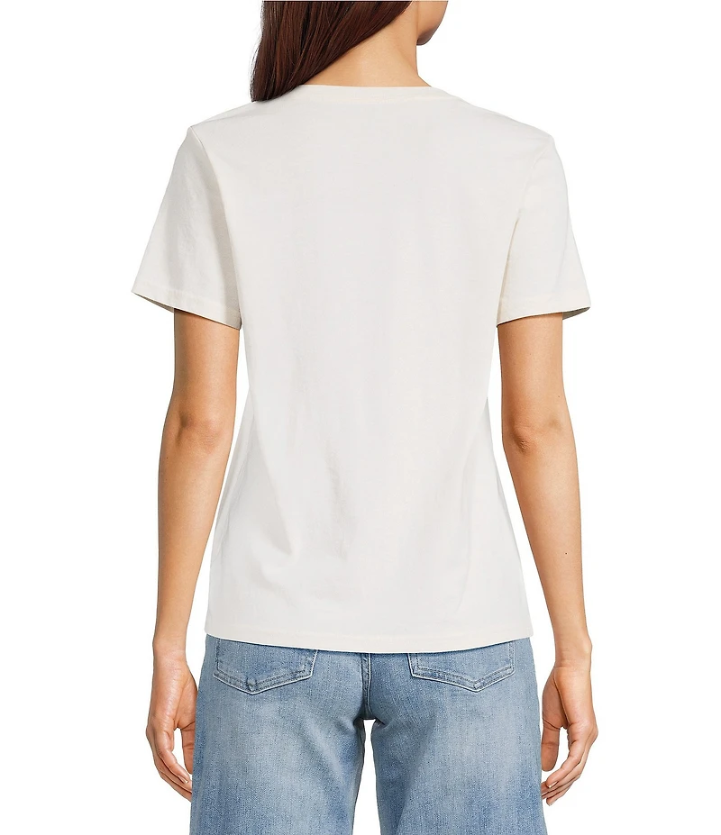 Lucky Brand Drummer Queen Knit Crew Neck Short Sleeve Top