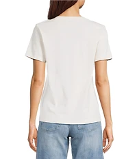 Lucky Brand Drummer Queen Knit Crew Neck Short Sleeve Top