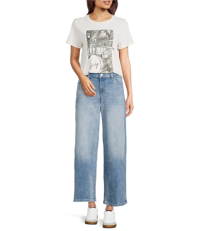 Lucky Brand Drummer Queen Knit Crew Neck Short Sleeve Top