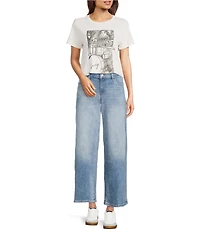 Lucky Brand Drummer Queen Knit Crew Neck Short Sleeve Top