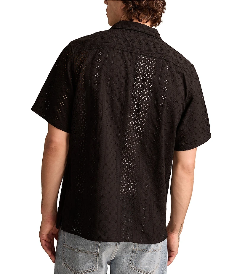 Lucky Brand Eyelet Embroidered Short Sleeve Woven Shirt