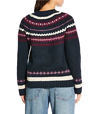 Lucky Brand Fair Isle Print Knit Round Neck Long Sleeve Sweater