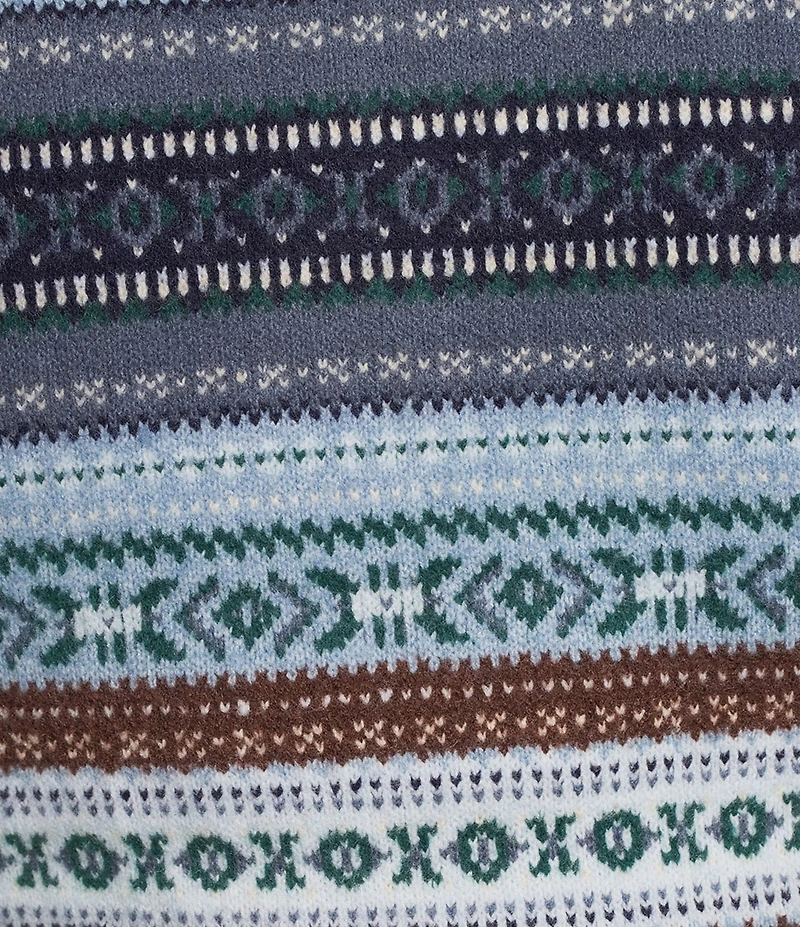 Lucky Brand Fair Isle Stripe Knit Crew Neck Shot Sleeve Sweater Tee