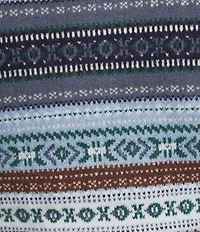 Lucky Brand Fair Isle Stripe Knit Crew Neck Shot Sleeve Sweater Tee