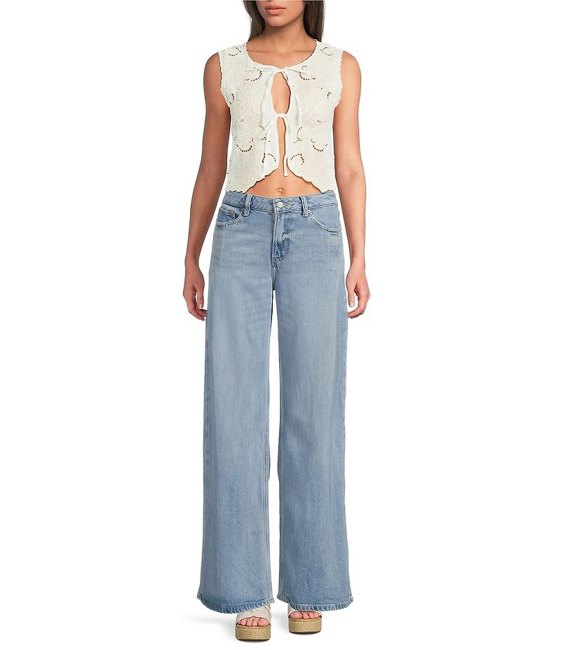 Lucky Brand Festival Fly Away Lace Round Neck Sleeveless Top