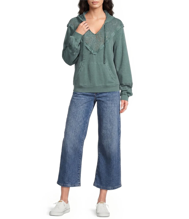 Lucky Brand Fleece Hoodie Long Sleeve Top