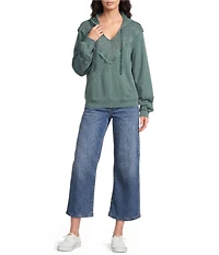 Lucky Brand Fleece Hoodie Long Sleeve Top