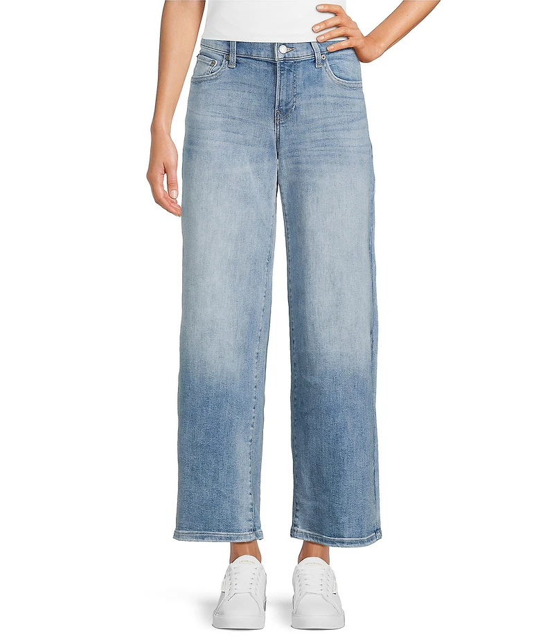 Lucky Brand Here We Go Stretch Denim Mid Rise Wide Leg Jeans